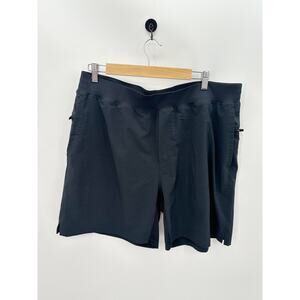 Fabletics Black Woven Training Shorts 8" Inseam Elastic Waistband Mens XL